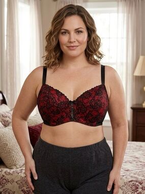 Solange red and black lace bra 40DD style 4967 new